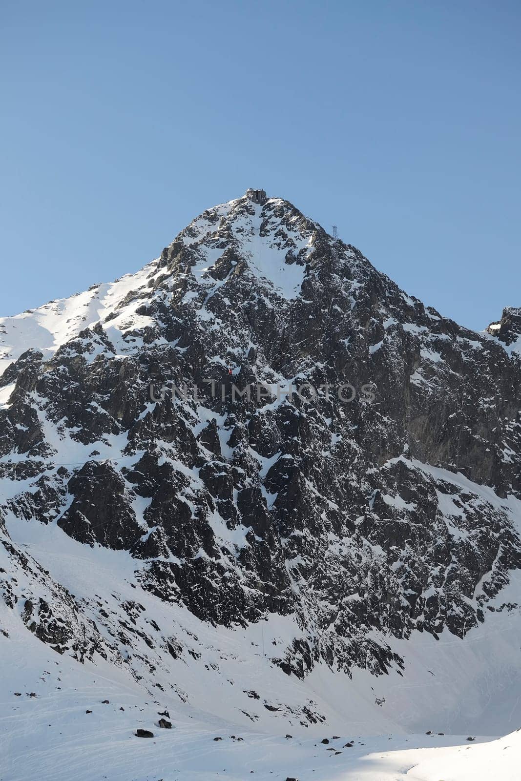 Mountains in winter with cable car