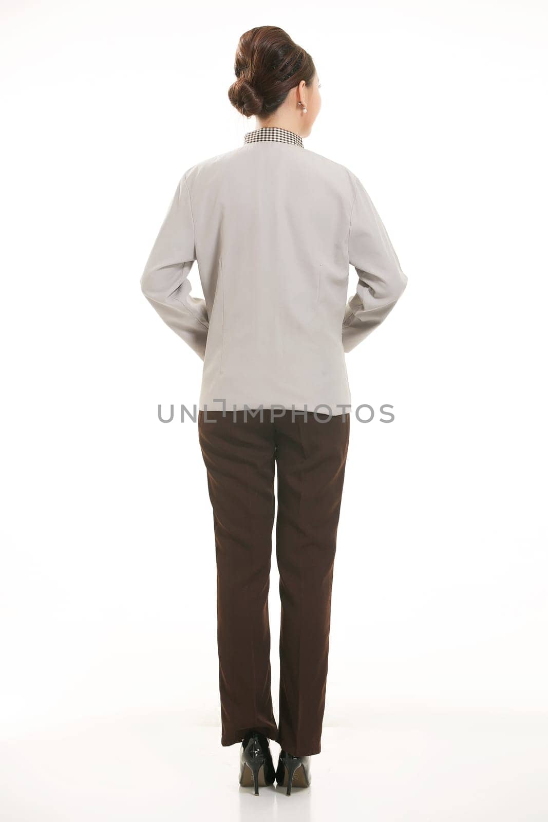 Wear clothing occupation Chinese waiters in white background