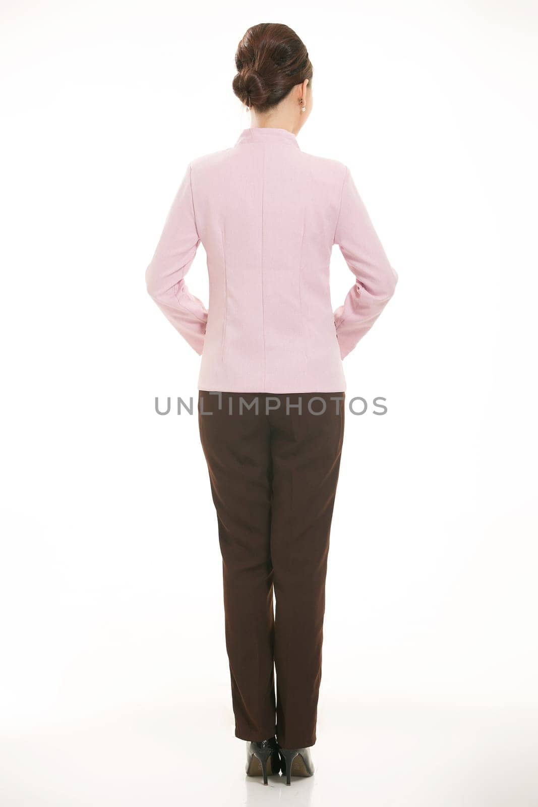 Wear clothing occupation Chinese waiters in white background