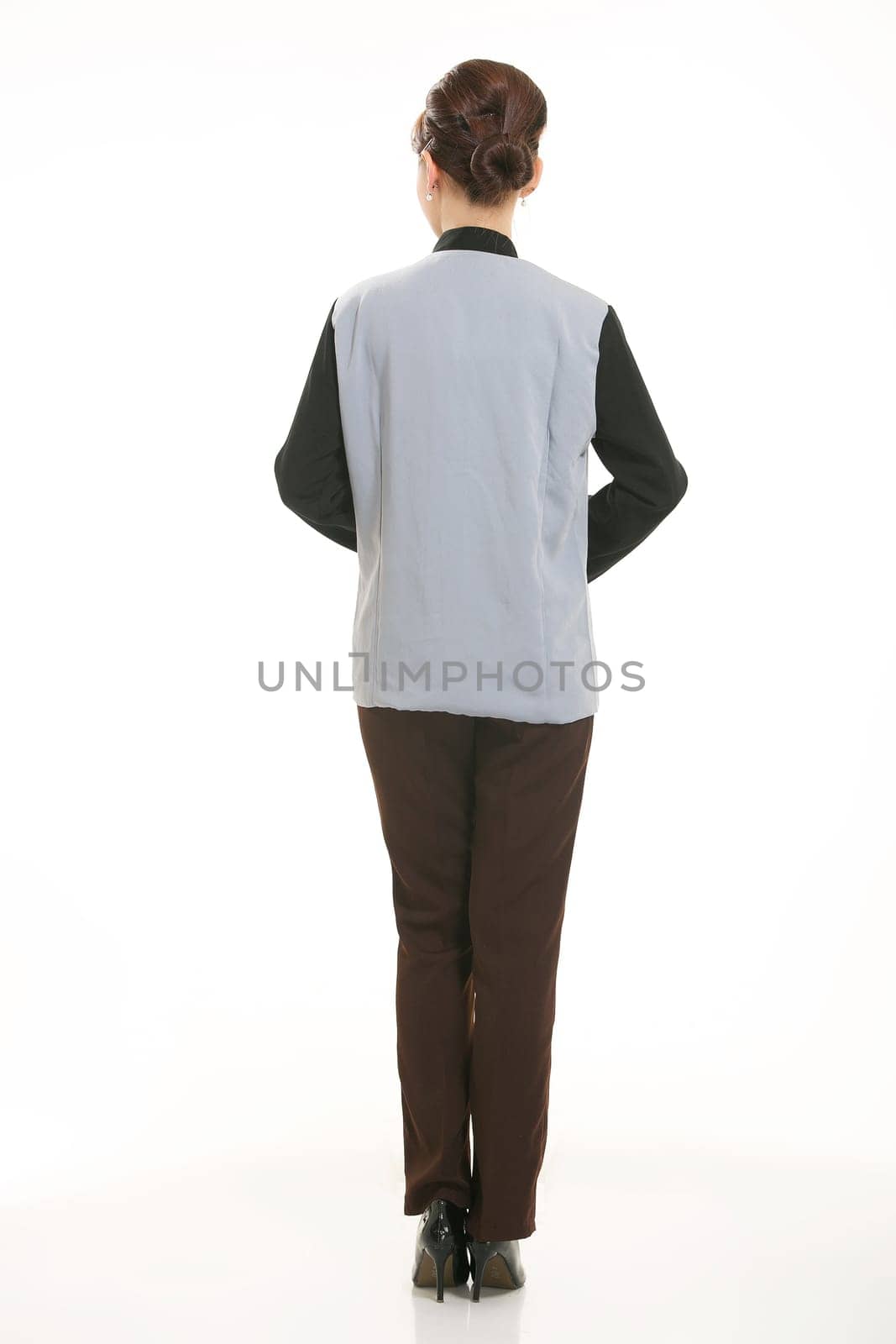 Wear clothing occupation Chinese waiters in white background