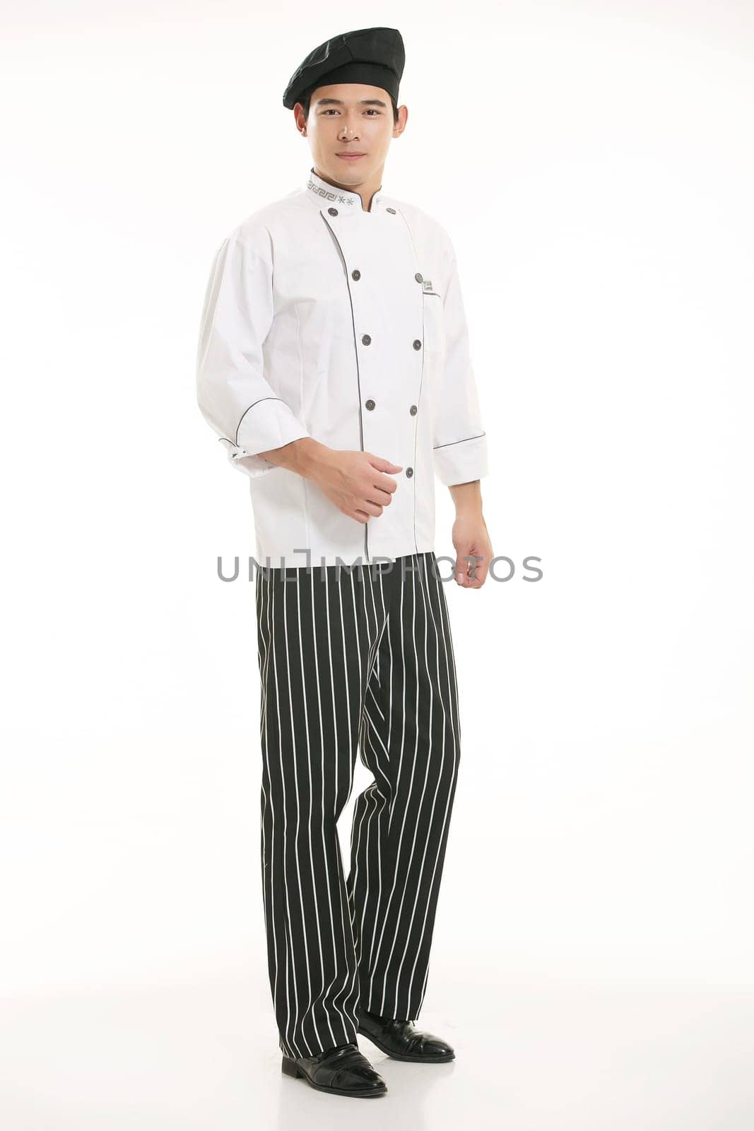 Wearing all kinds of clothing chef dietitian in front of white background