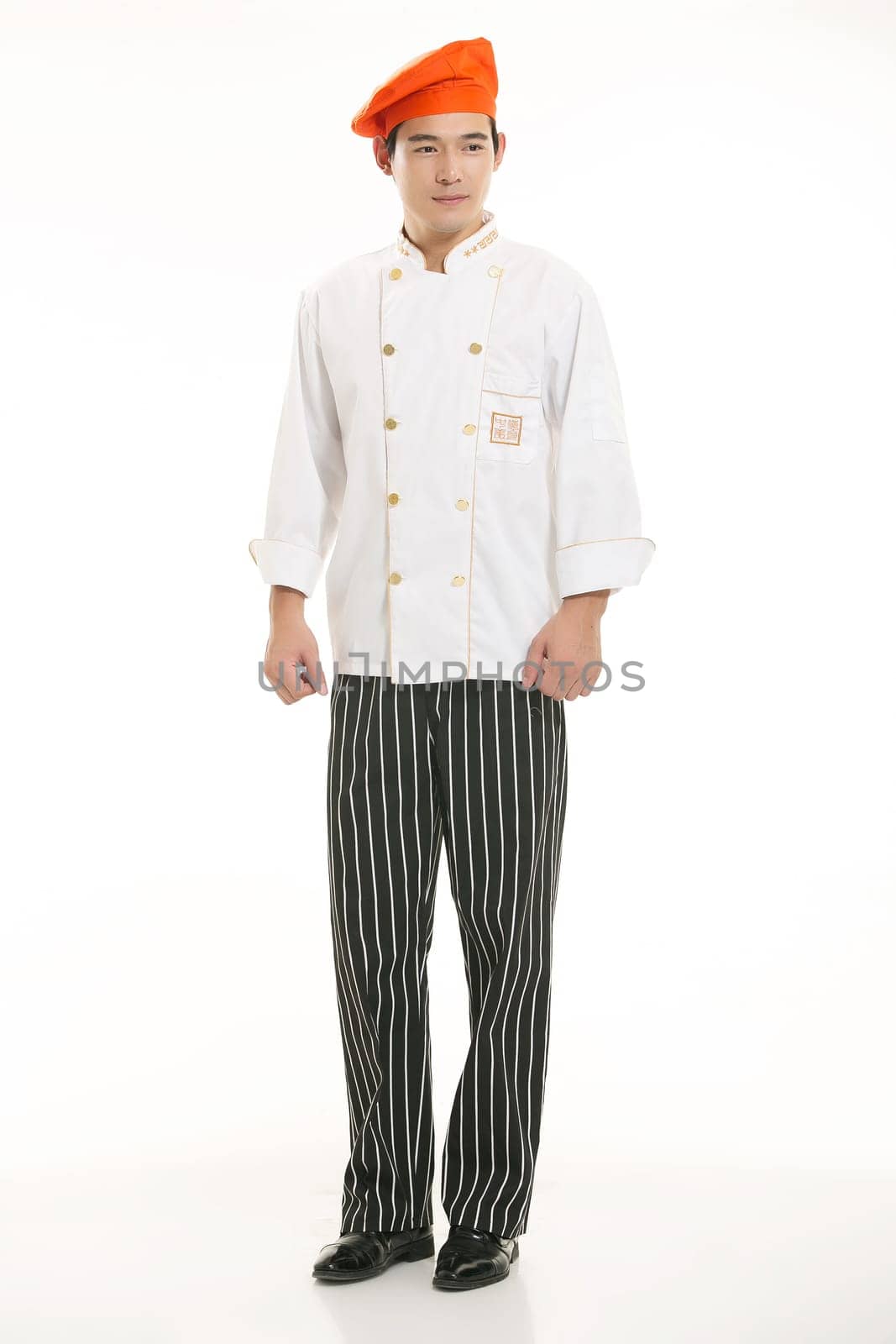 Wearing all kinds of clothing chef dietitian in front of white background