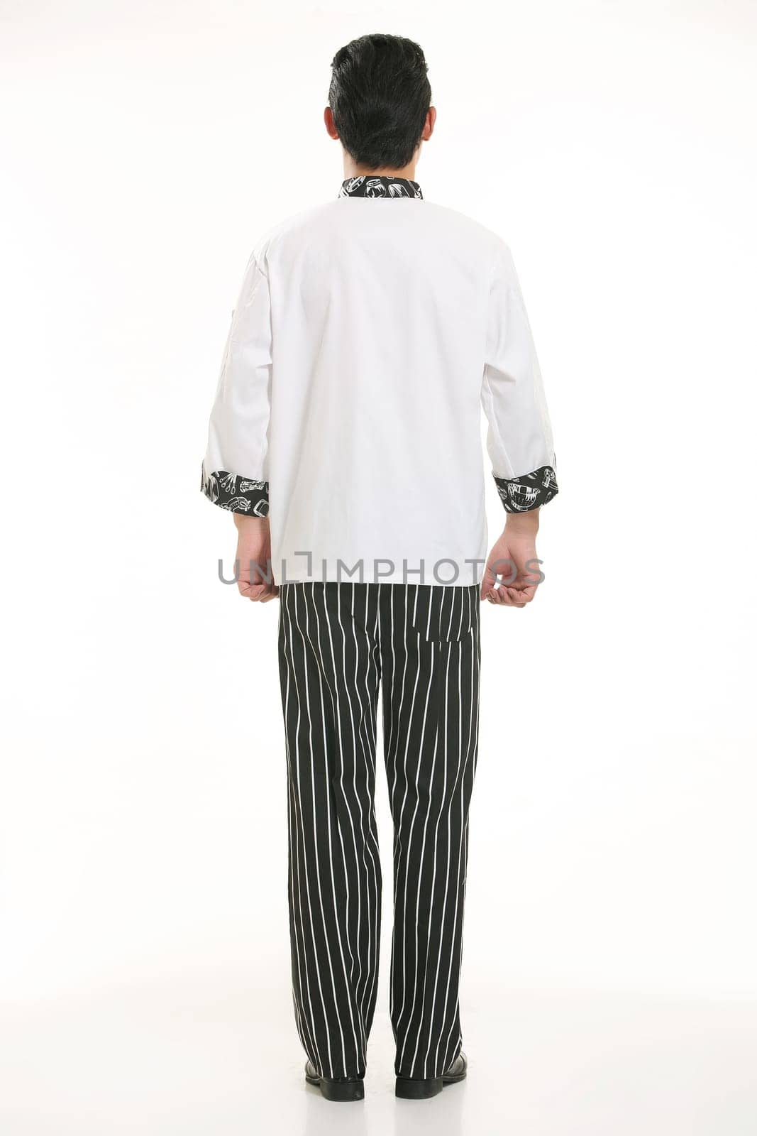 Wearing all kinds of clothing chef dietitian in front of white background
