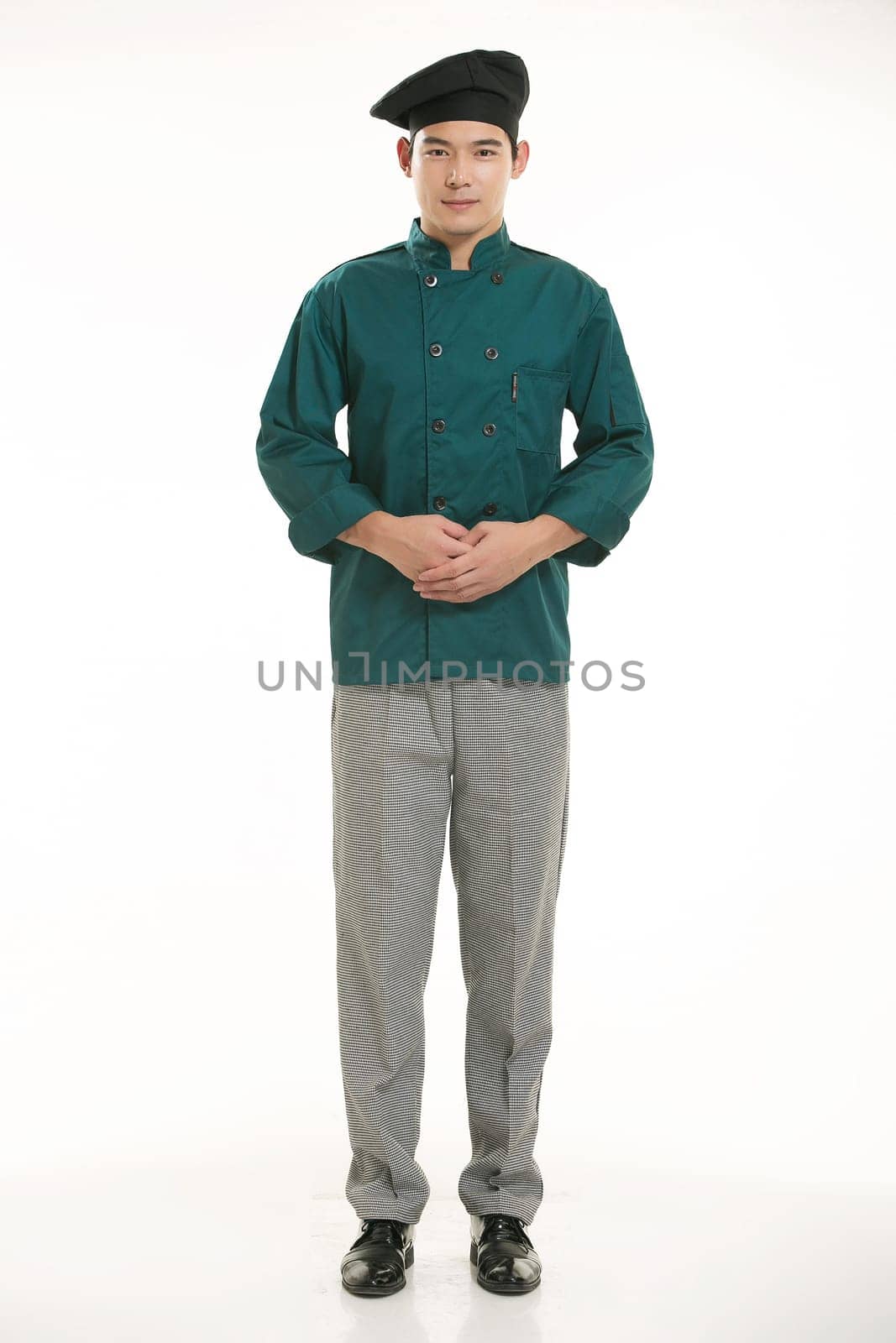 Wearing all kinds of clothing chef dietitian in front of white background