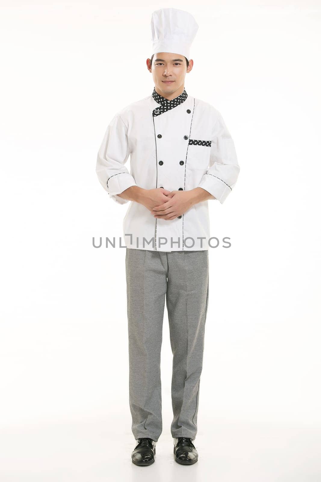 Wearing all kinds of clothing chef dietitian in front of white background