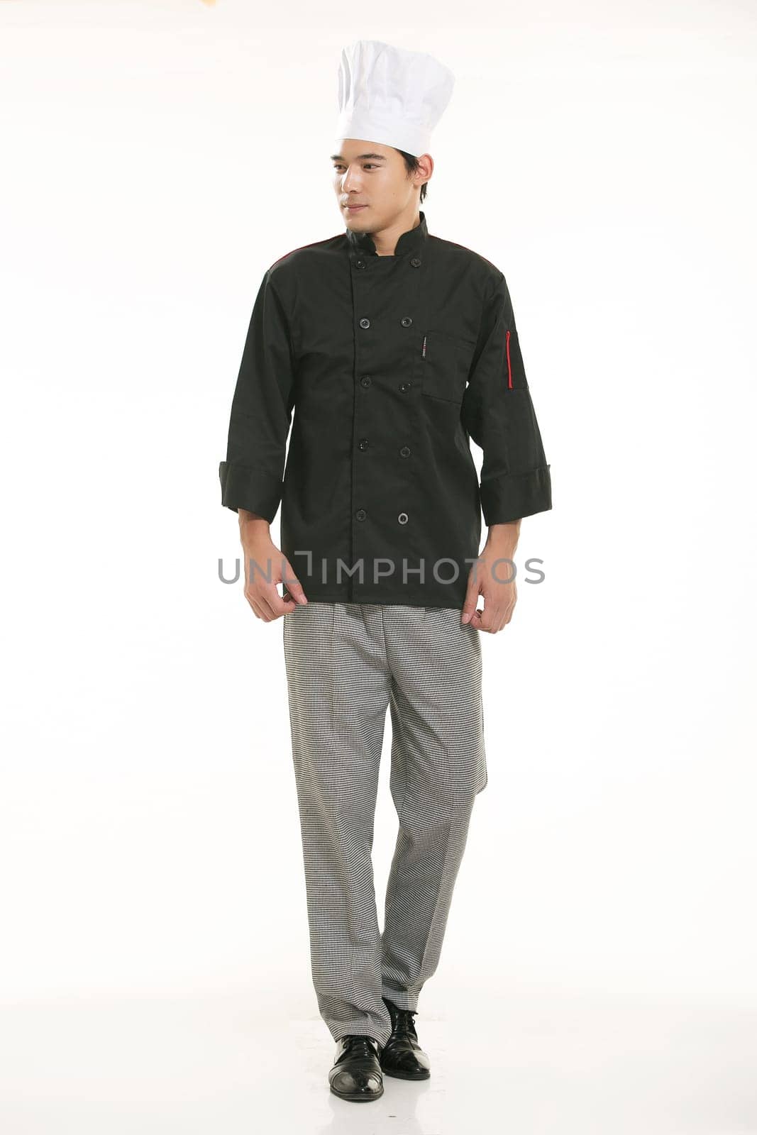 Wearing all kinds of clothing chef dietitian in front of white background