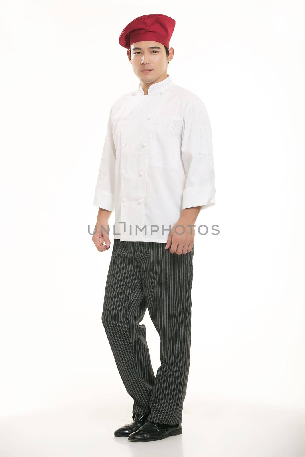 Wearing all kinds of clothing chef dietitian in front of white background