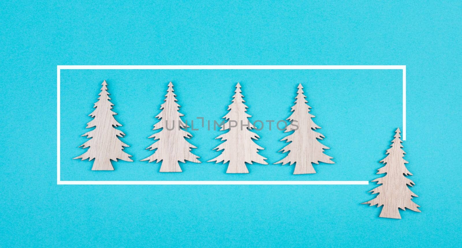 Wooden christmas trees on a blue colored background, loading bar, xmas icon