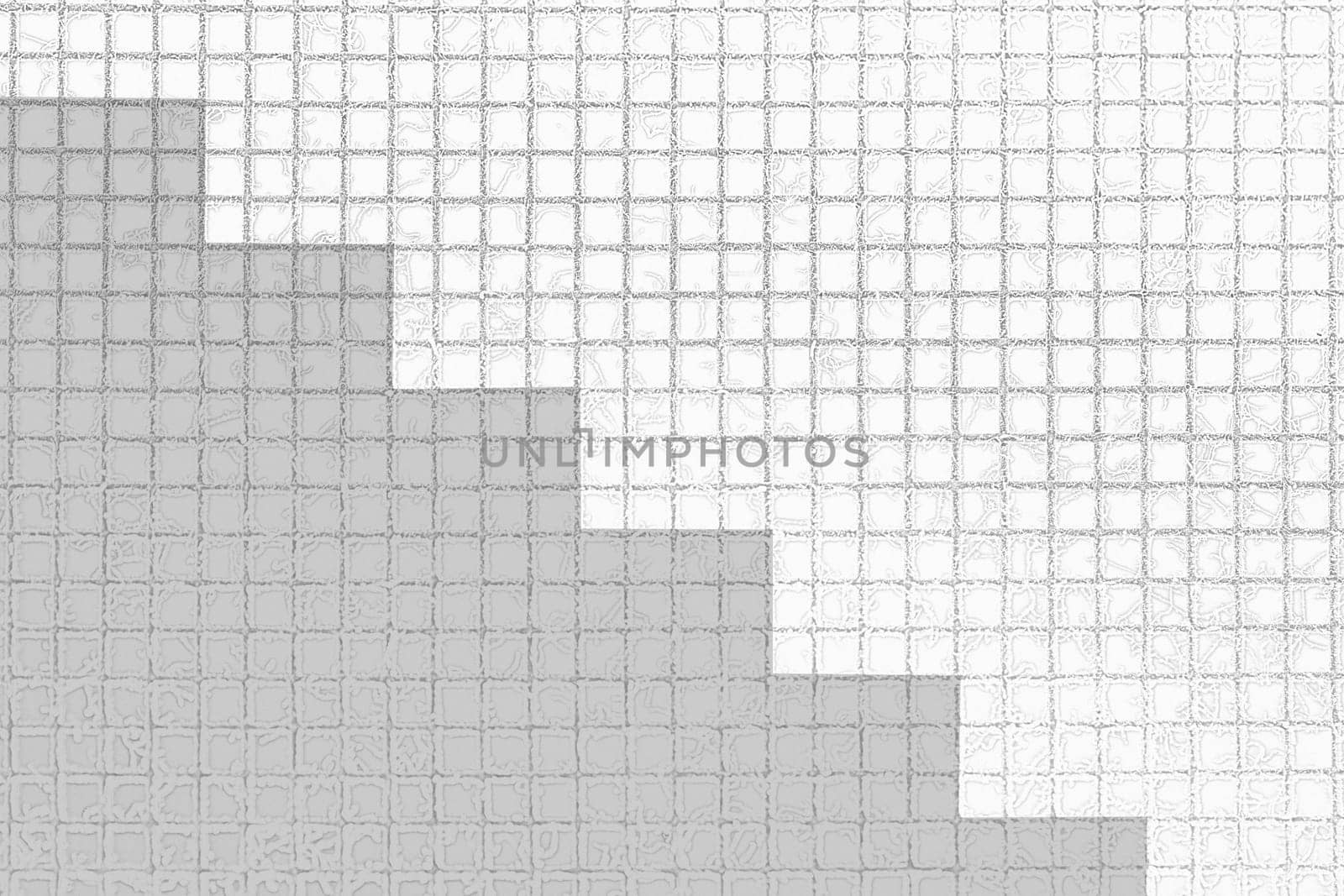 Macro shot of a fly screen in which dust and dirt particles are coloured in grey and white stages. Light background texture of squares for presentations or web design.