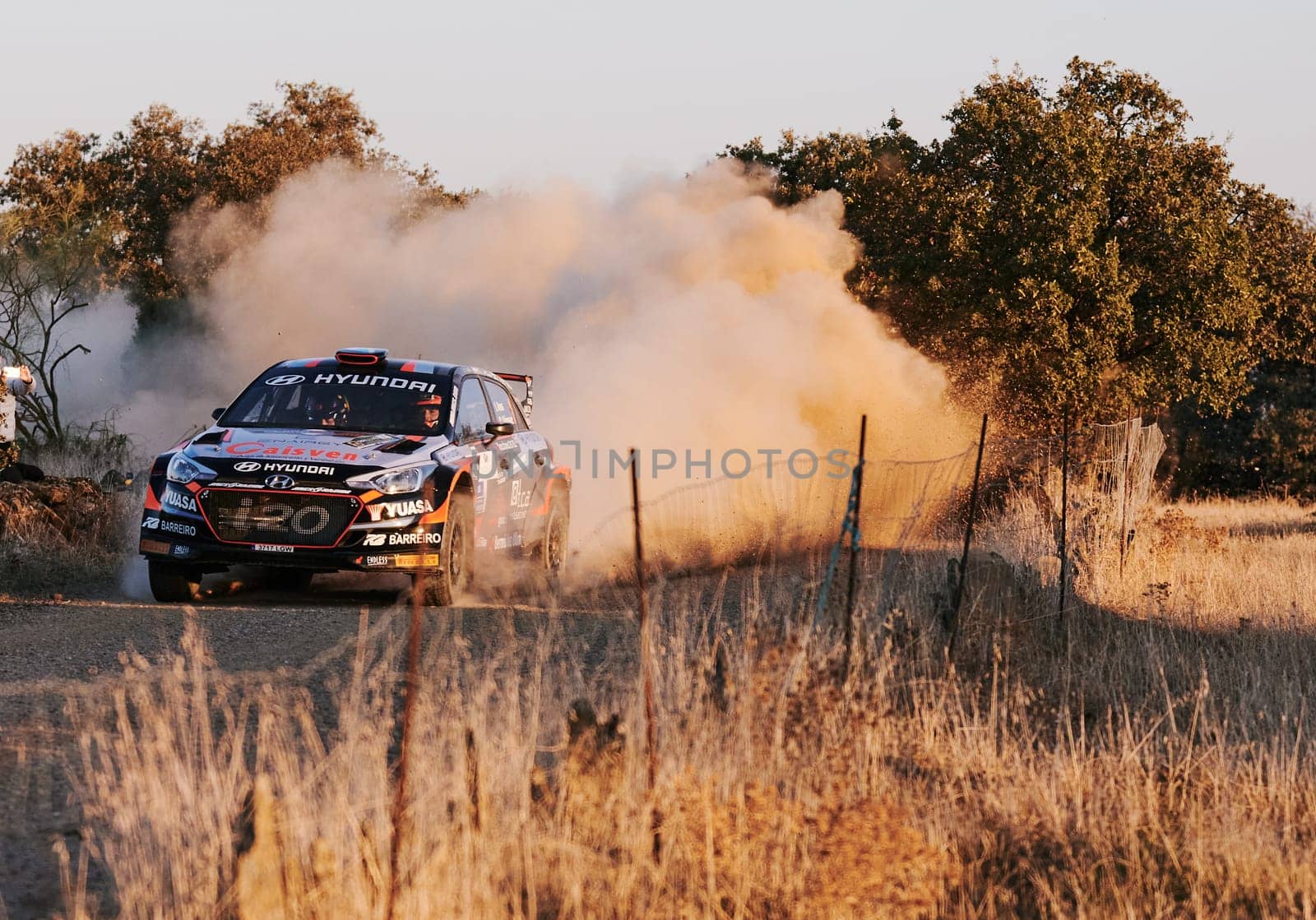 Pozoblanco, Cordoba, Spain-october, 23, 2021: rally cars in full competition going through the first stage