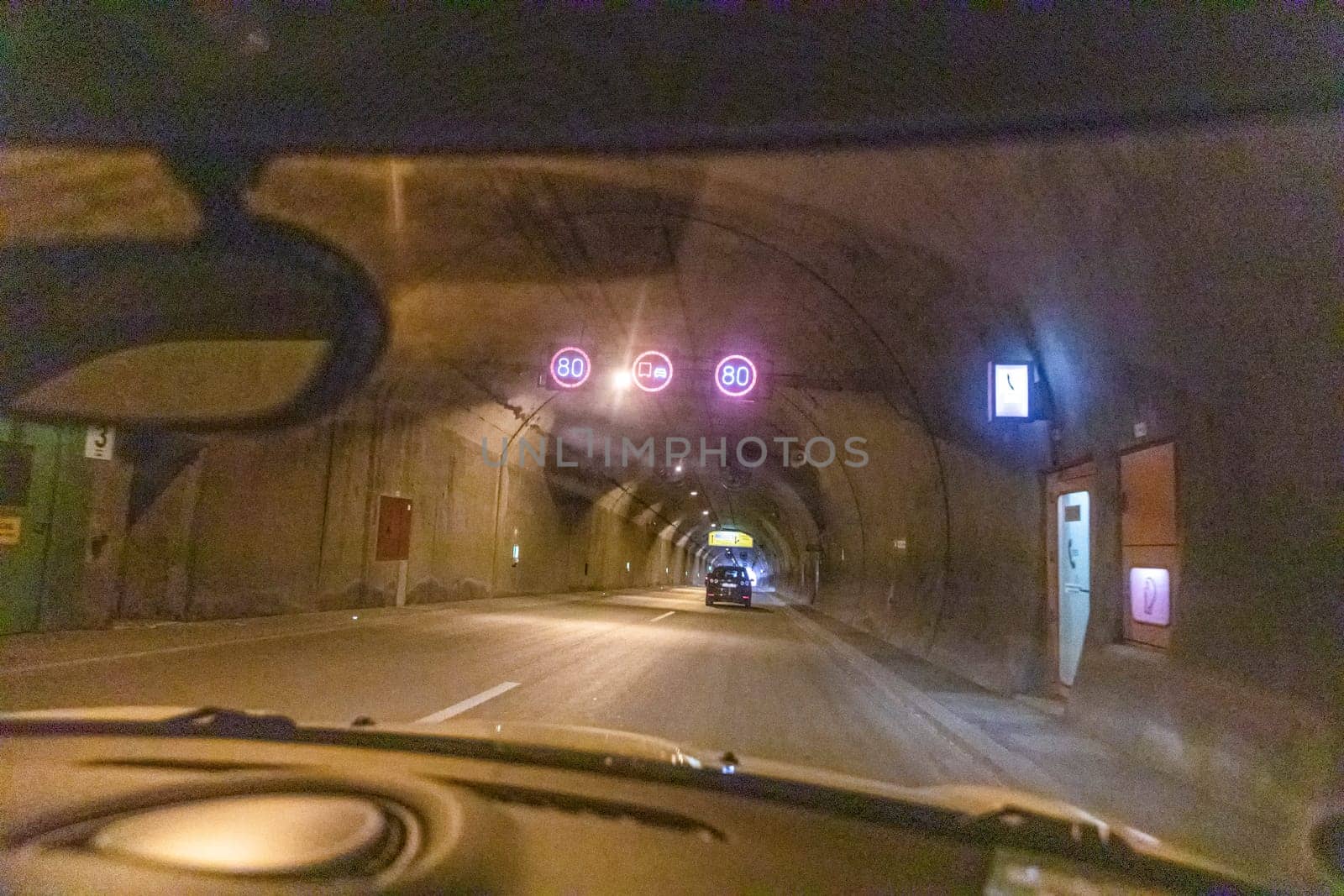 driving in a tunnel at a german highway with artifical light