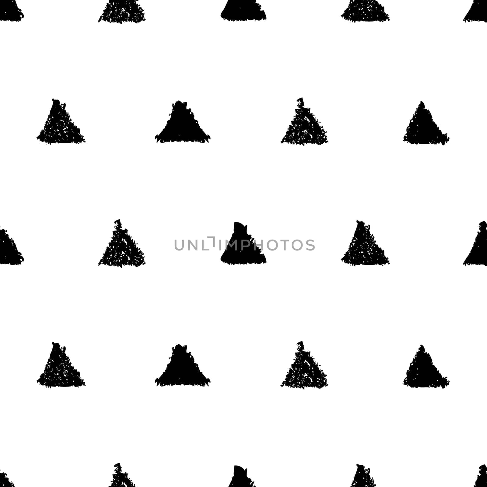 Seamless pattern with triangles. Hand painted pastel crayon. Grunge background. Design element for wallpapers, invitations, birthday card, scrapbooking, fabric print etc. Vector illustration.