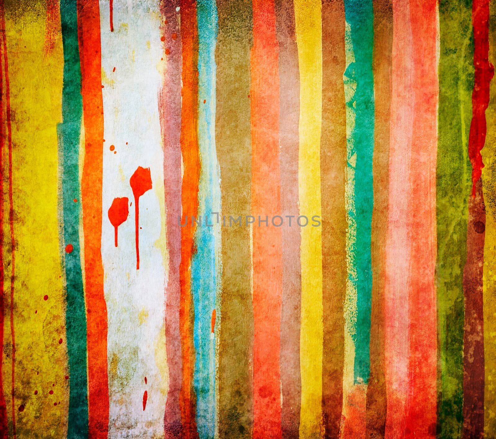 Concrete grunge wall painted with colorful stripes