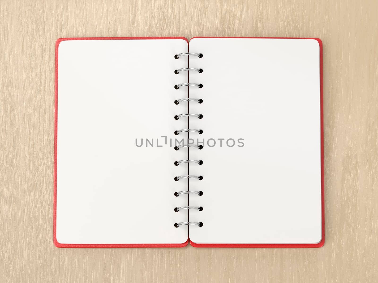 Blank notebook on wooden desk, top view