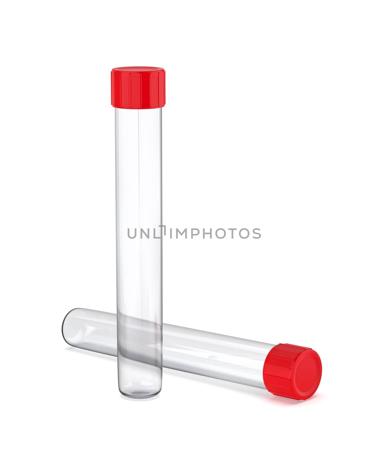 Empty test tubes on white background