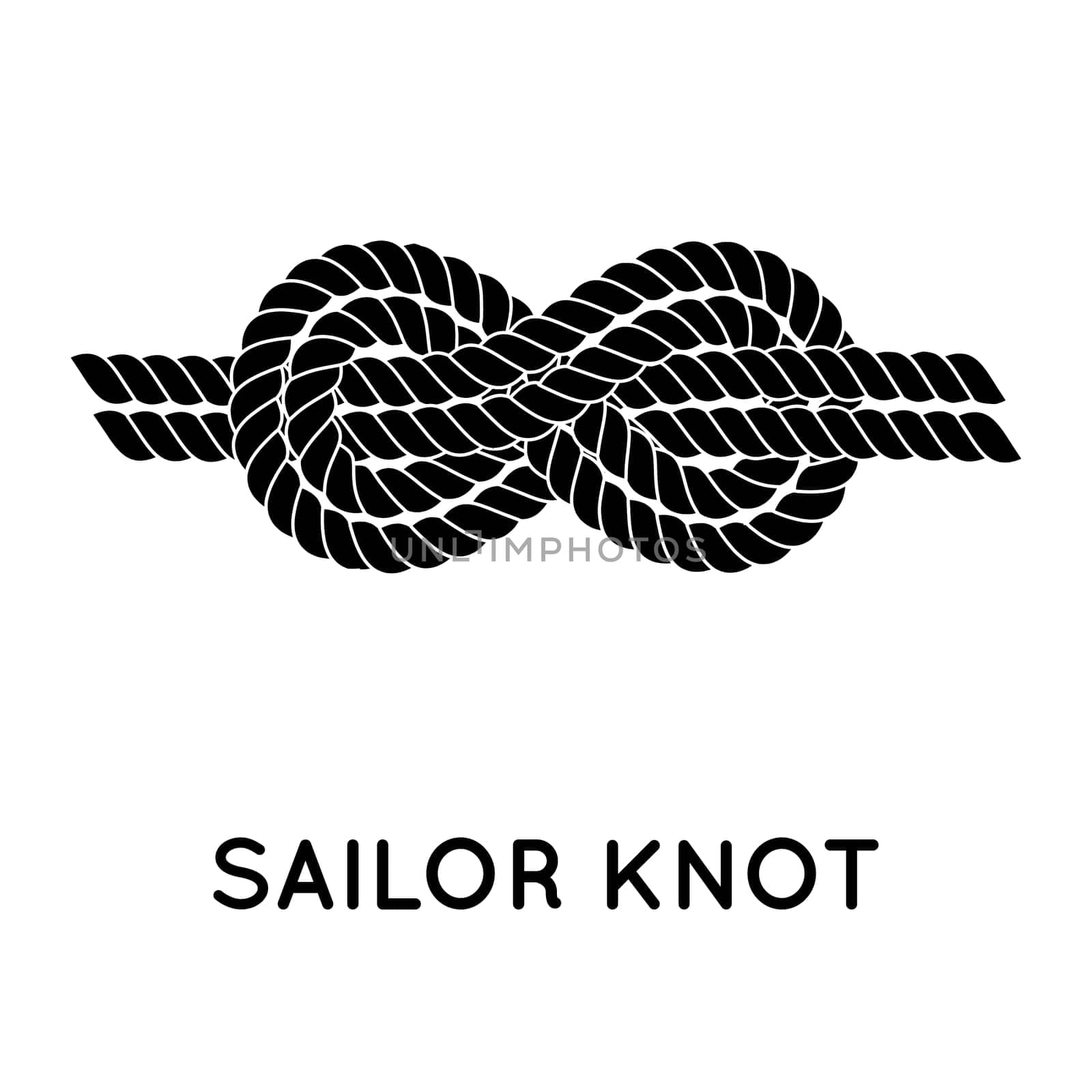 Sailor knot. Nautical rope infinity sign. Single flat icon with shadow. Tying the knot. Graphic design element for wedding invitations, baby shower, birthday card, scrapbooking, logo etc.