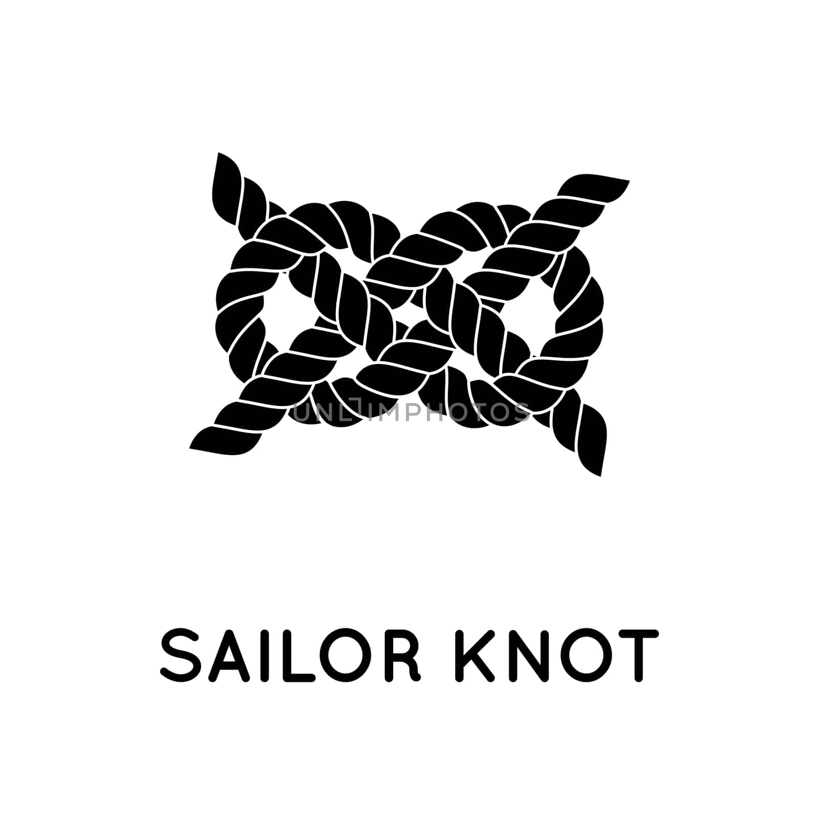 Sailor knot. Nautical rope infinity sign. Single flat icon with shadow. Tying the knot. Graphic design element for wedding invitations, baby shower, birthday card, scrapbooking, logo etc.