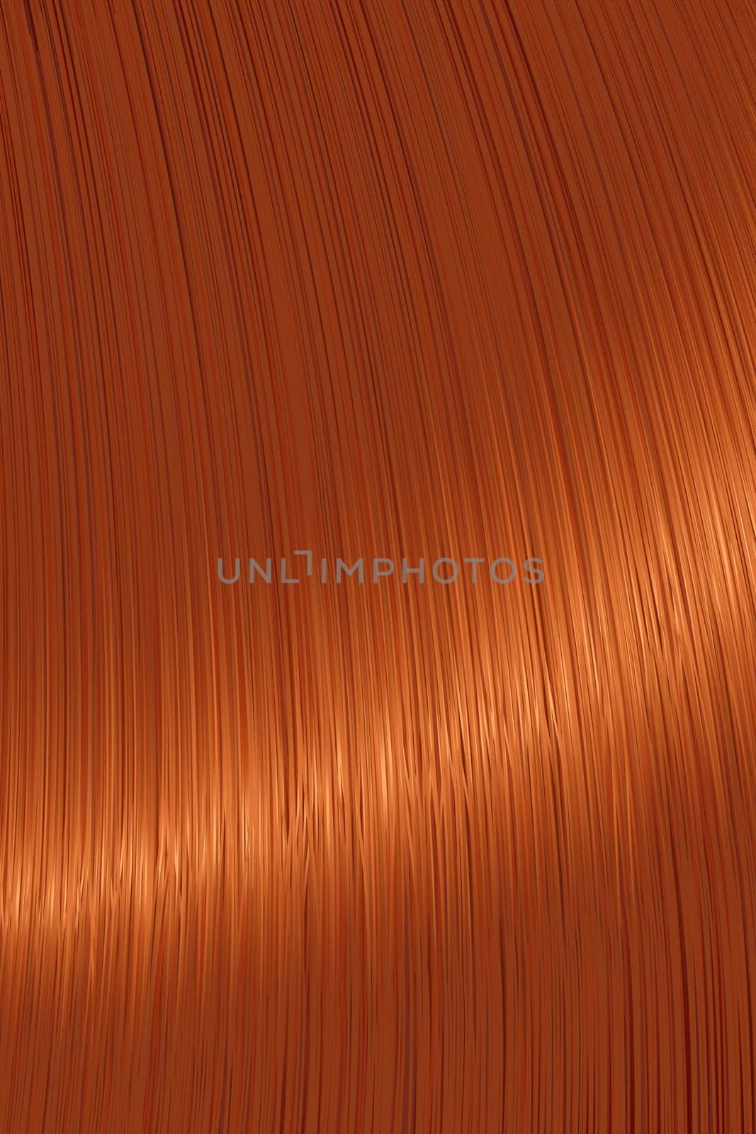 Realistic orange red straight hair texture with glossy shiny detail. Vector illustration.