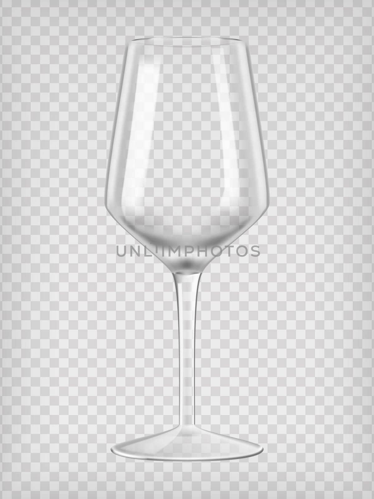 Empty wine glass. Transparent realistic vector illustration.