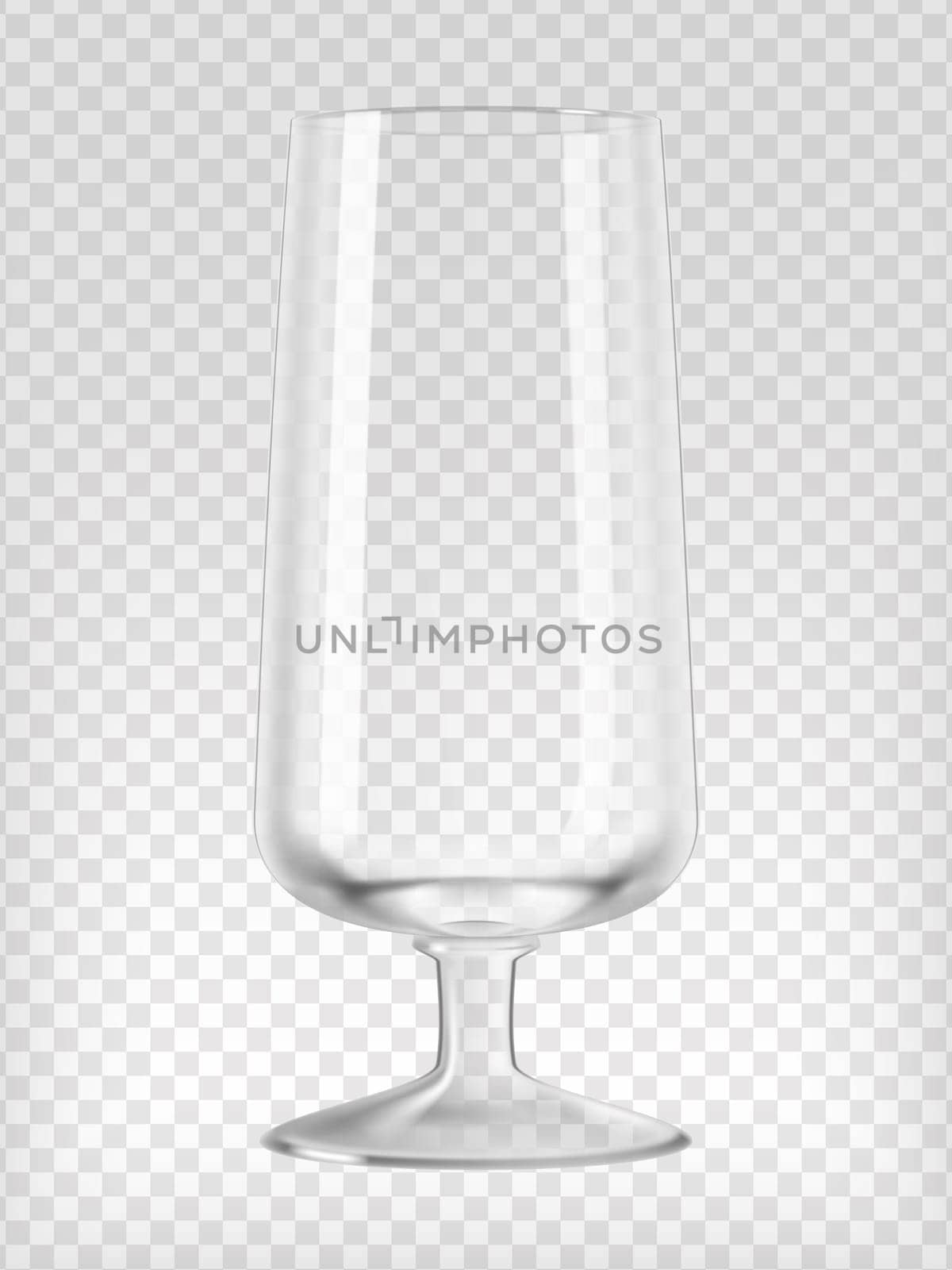 Empty beer goblet. Realistic transparent vector illustration.
