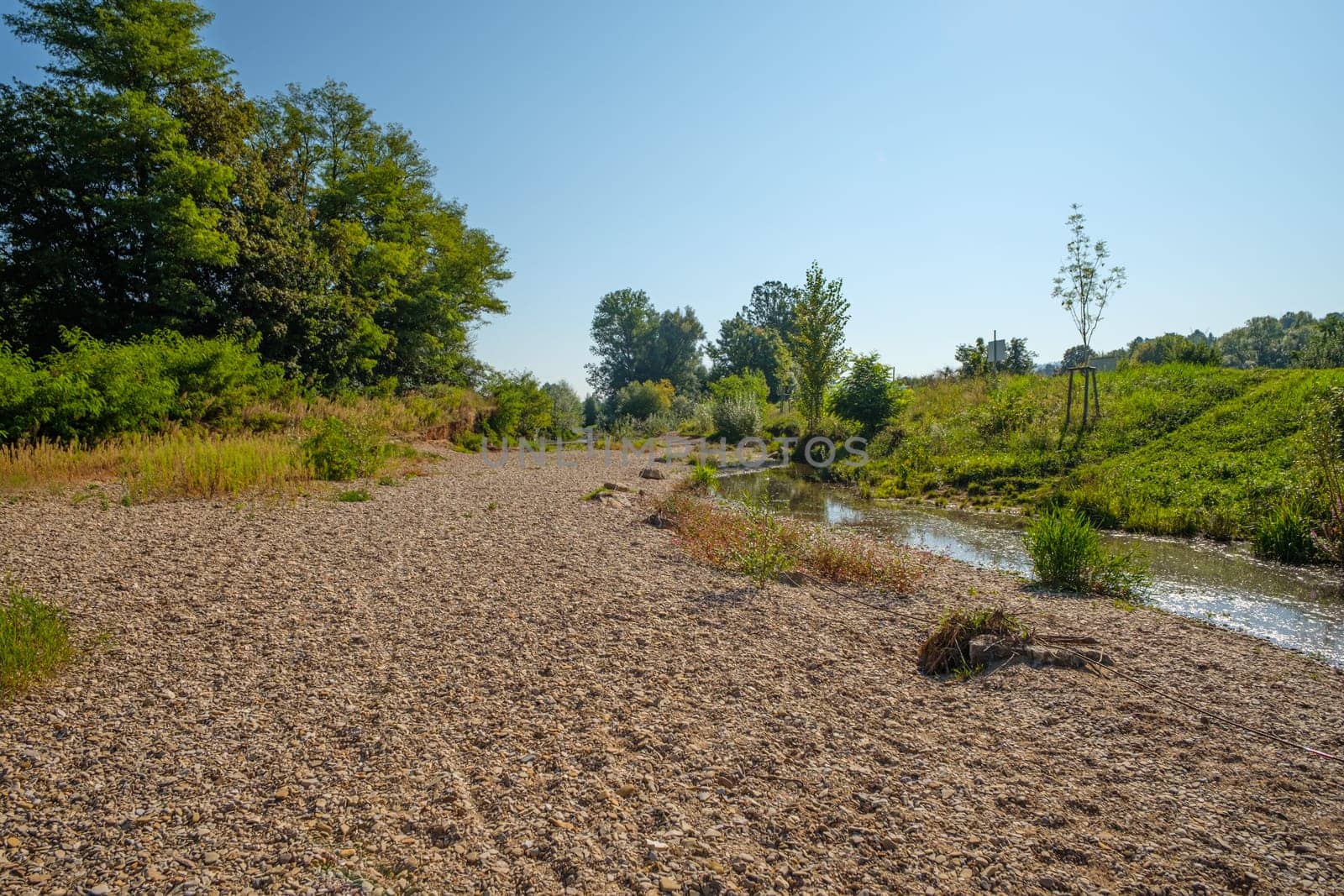 Pebbles with german river Rems landscape nature