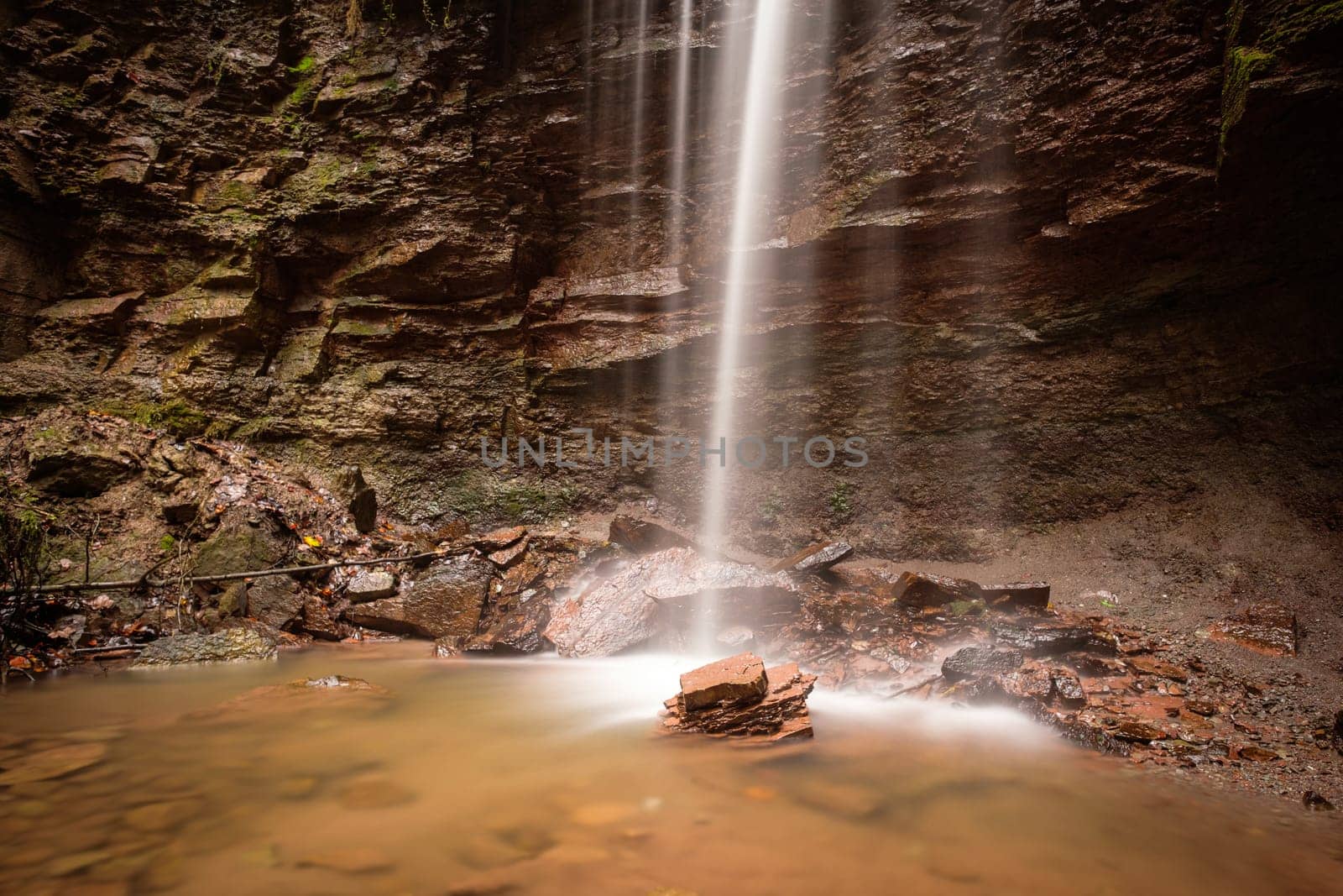 Falling water in german landscape scene