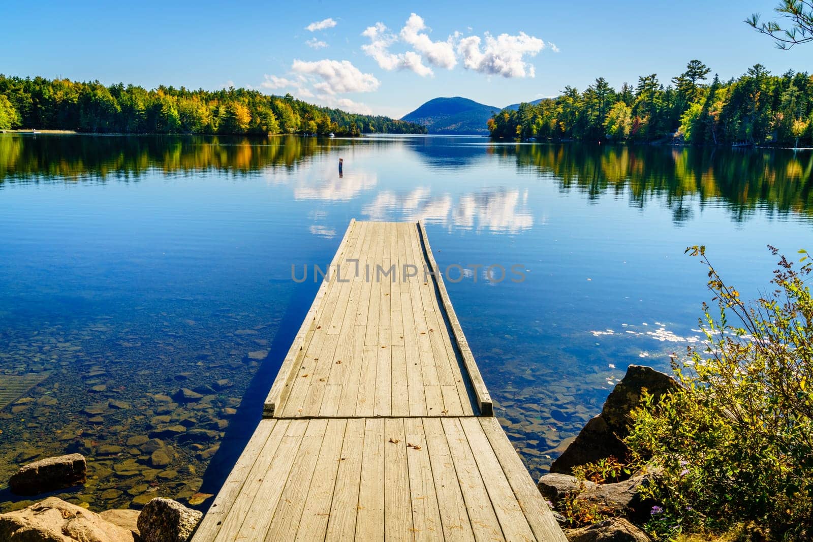 Scenic view of Long Pond in Acadia National Park in fall