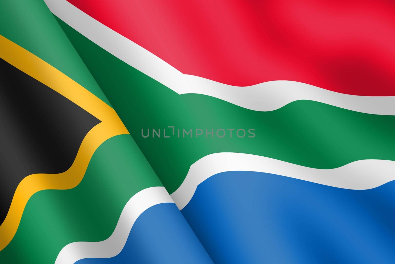 A South Africa waving flag 3d illustration wind ripple