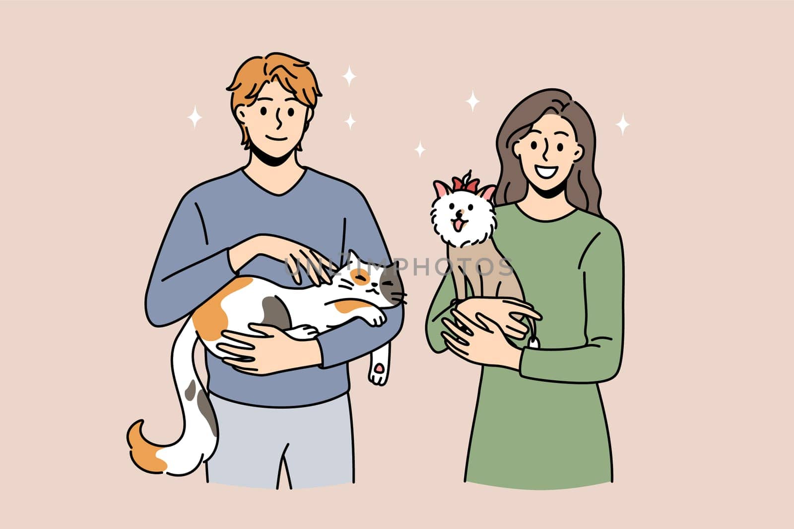 Enjoying animals and pets concept. by VECTORIUM