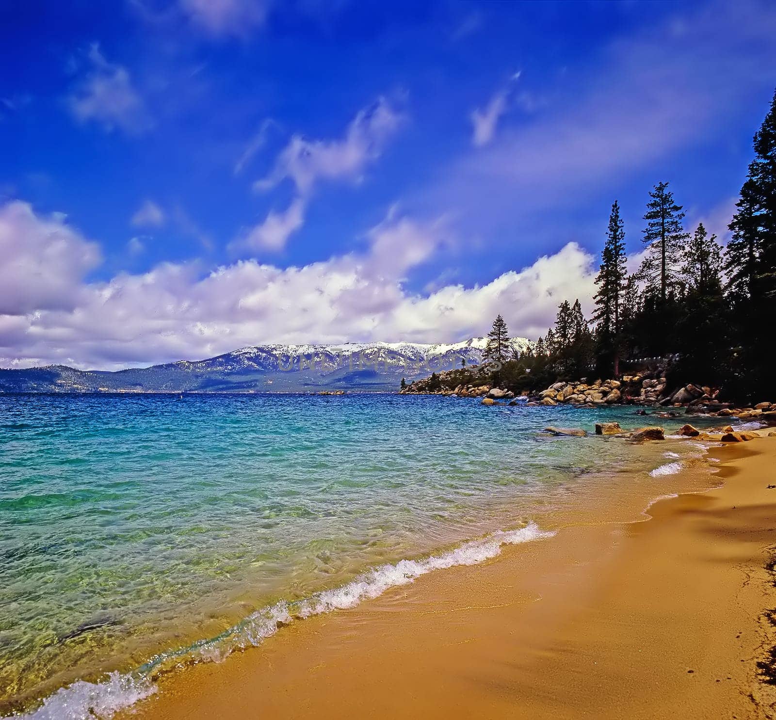 Lake Tahoe shore in California