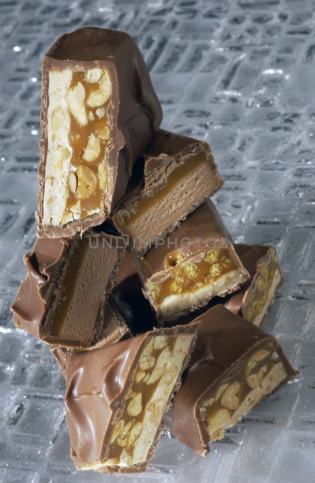 chocolate bars on a gray background