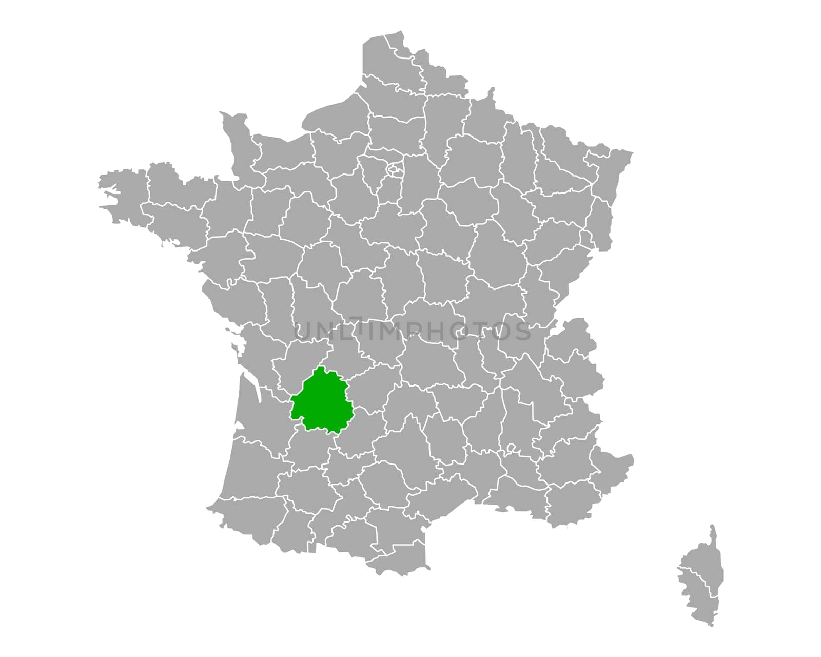 Map of Dordogne in France
