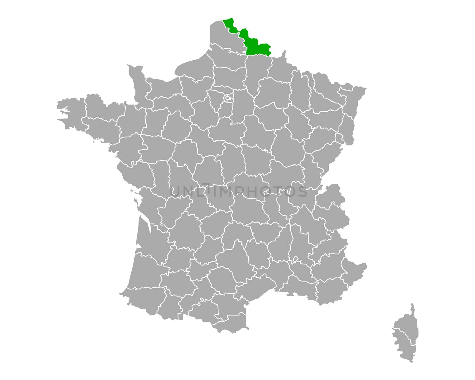 Map of Nord in France