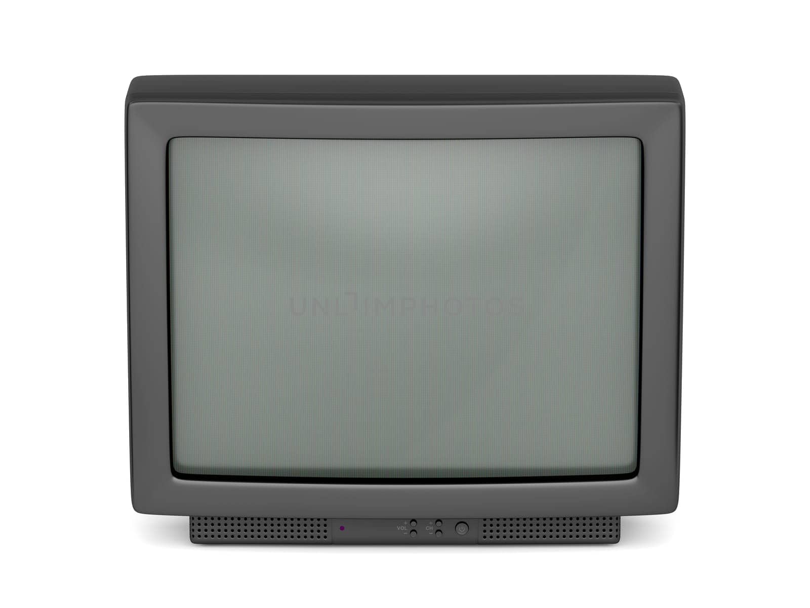 Old TV on white background, front view