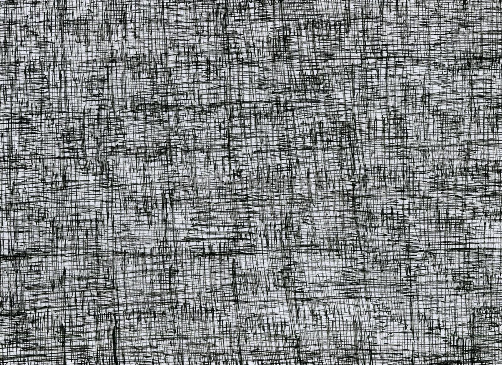 closeup of black liner pencil cross hatched doodles brushes on white background