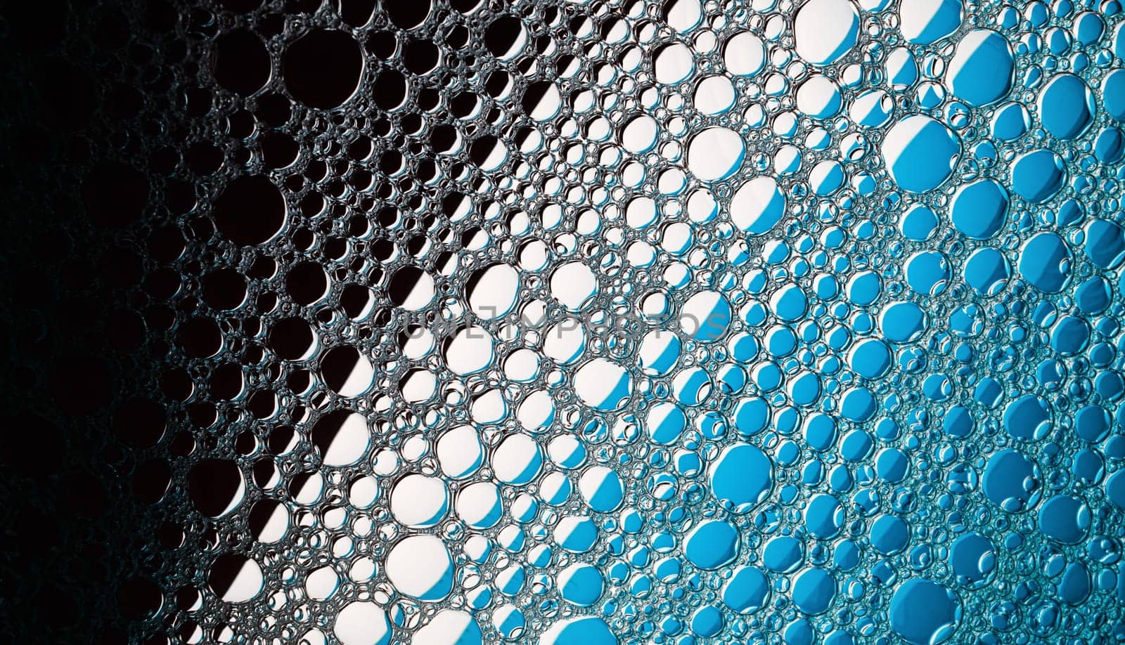 Abstract bubbles background. Black, blue and white texture.