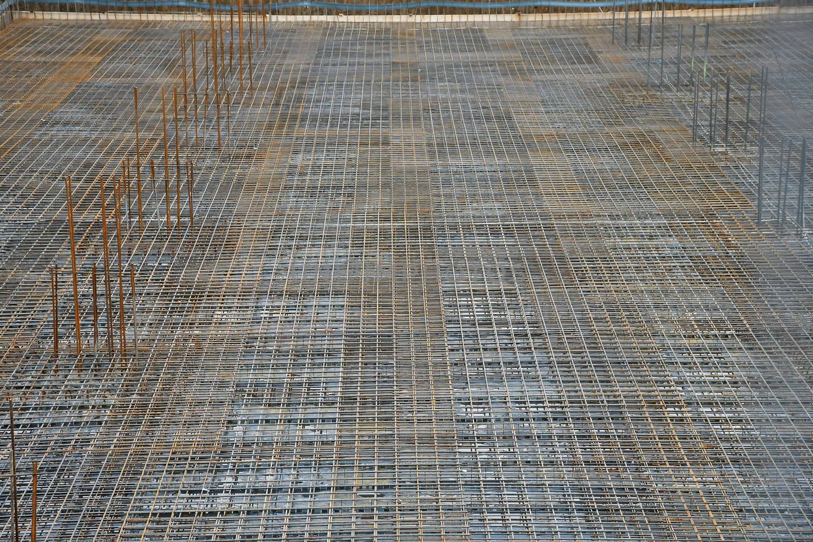 construction area with fully assembled grids for the underground car park