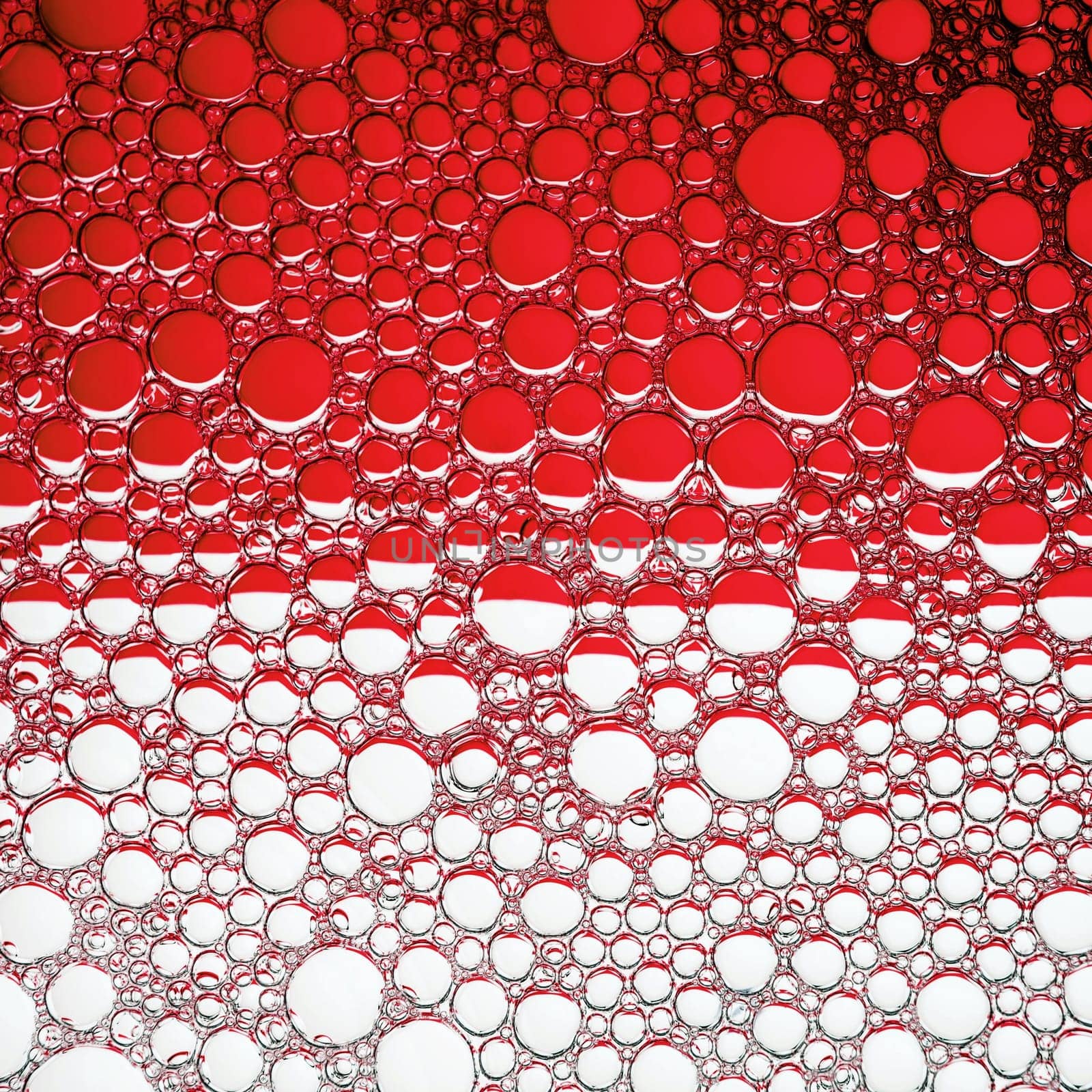 Abstract red bubbles background. Foam bubbles macro texture.