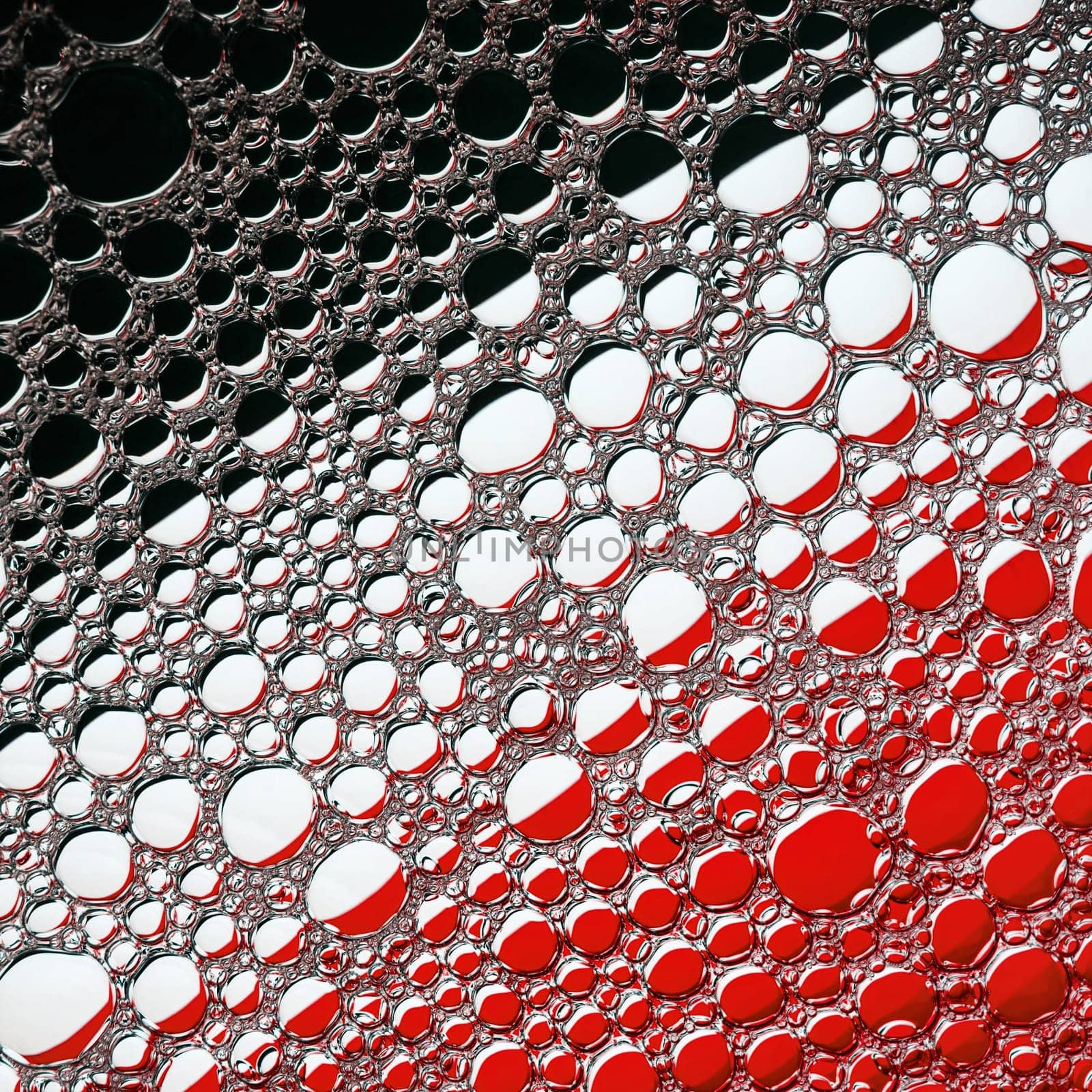 Abstract bubbles texture. Black, red and white background.