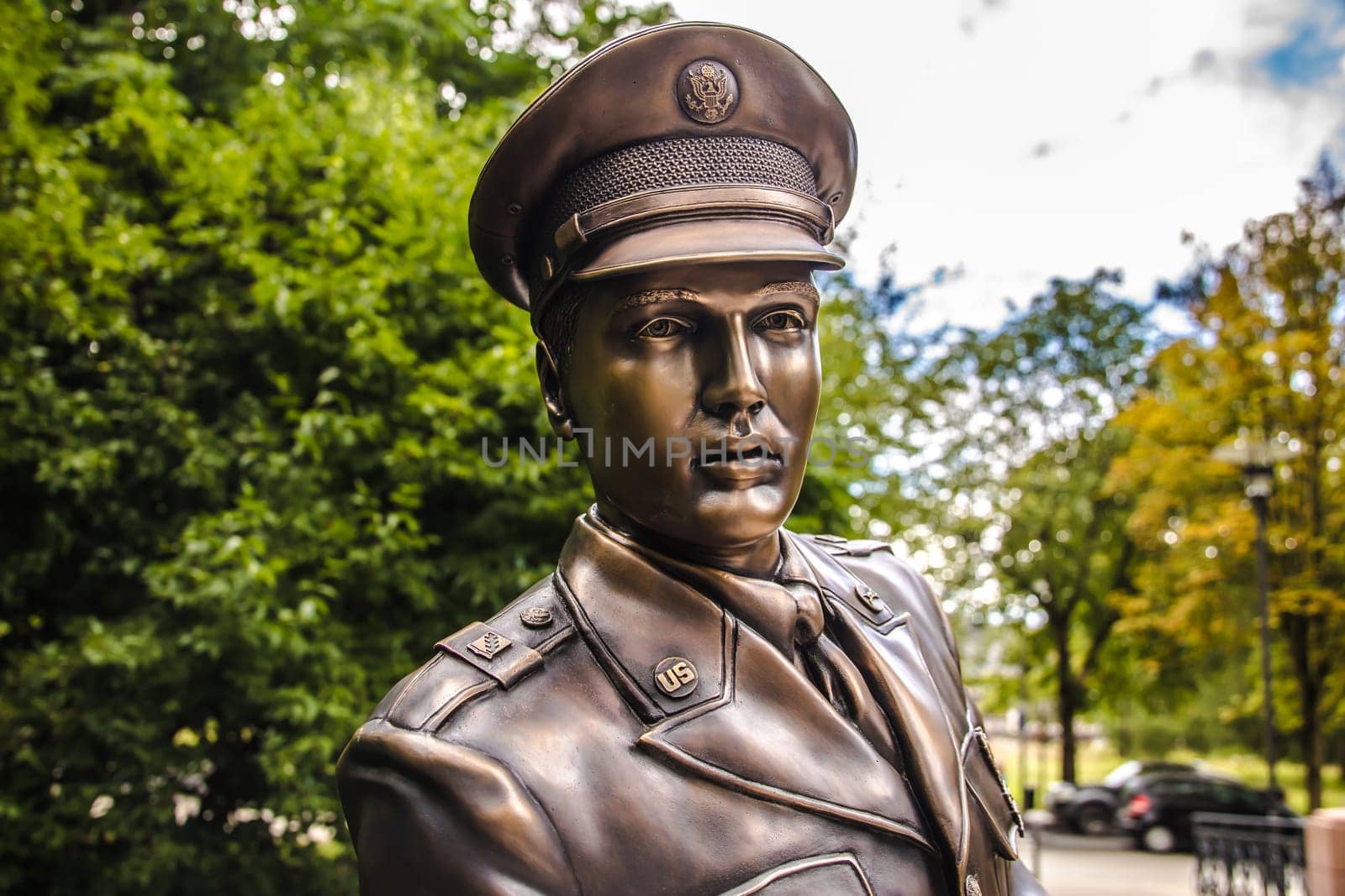 GERMANY - August 16, 2021 BAD NAUHEIM: Elvis Presley bronze sculpture sponsered by Elvis Fans. ELvis Presley lived in BAD NAUHEIM during his military service in Germany.