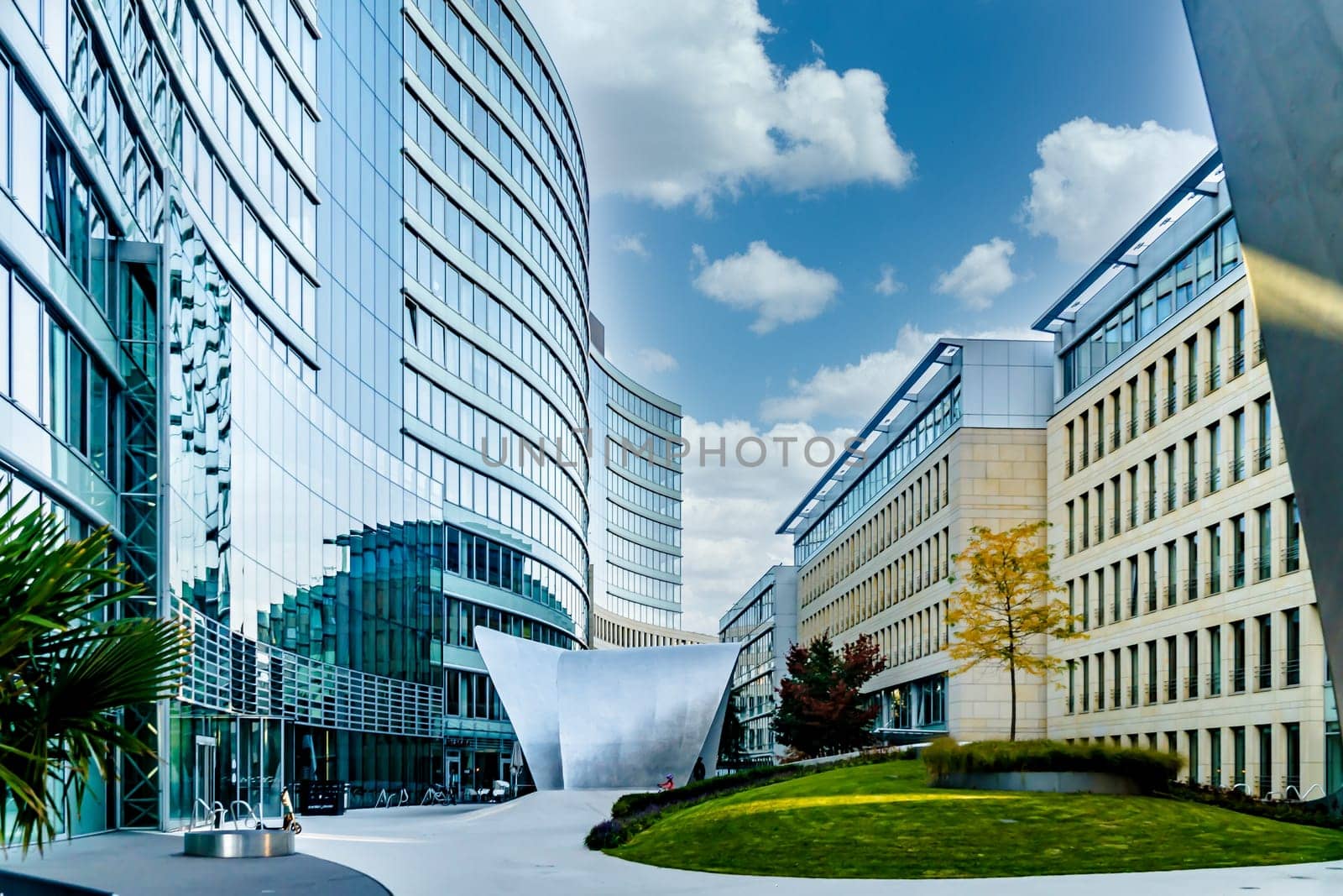 FRANKFURT, GERMANY - October 9, 2021: modern architecture complex in the heart of Frankfurt called the Wave. It was built in 2007.