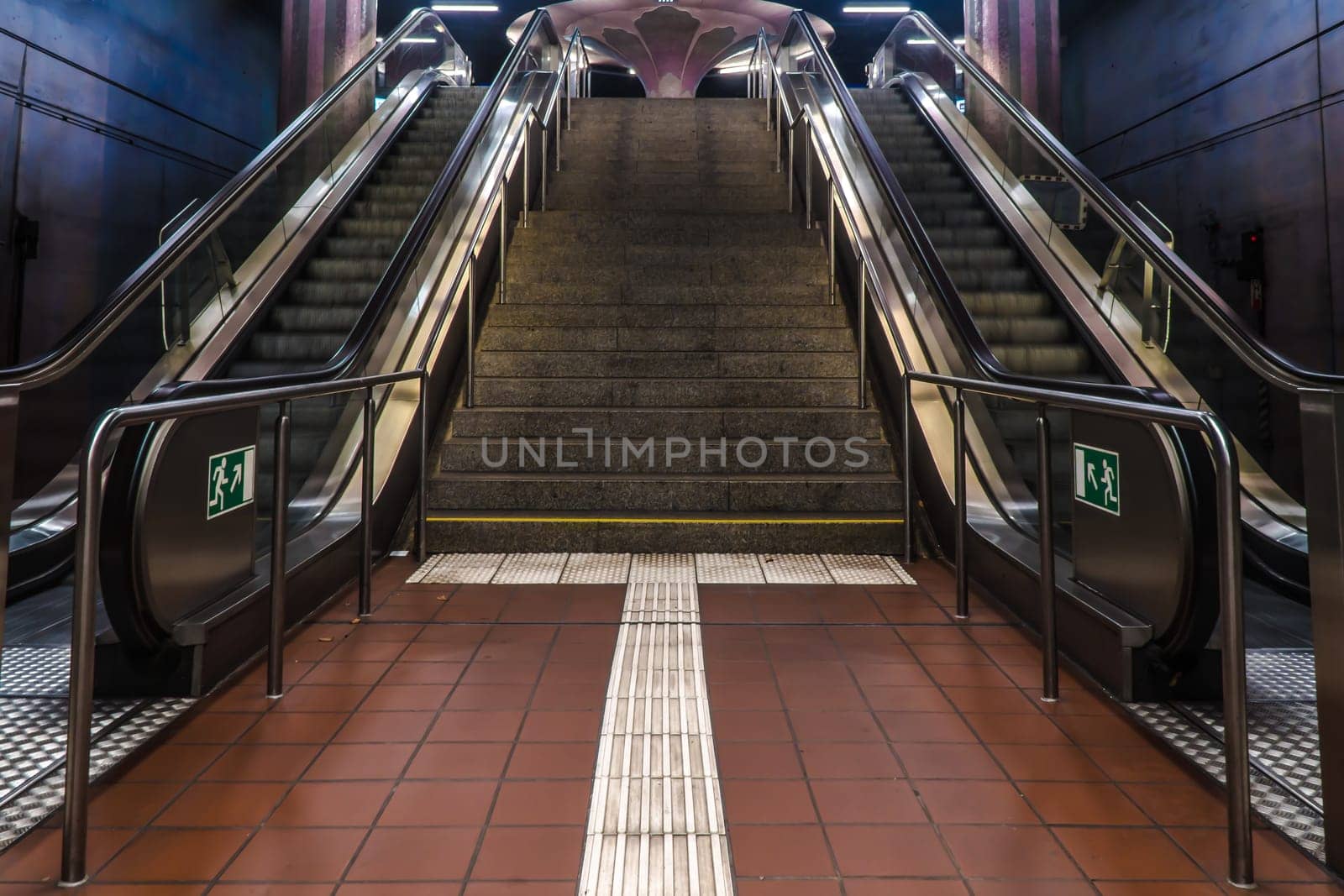 Frankfurt, Germany - October 09, 2021: Escalator of the station Westend Frankfurt, Germany.