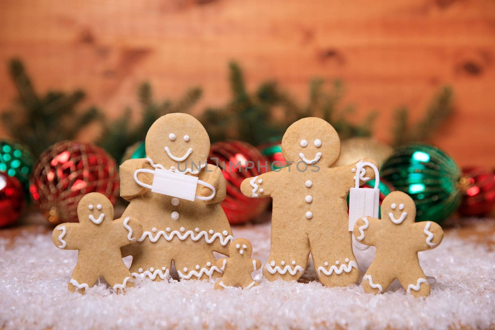 GingerBread Family on a Christmas Festive Background