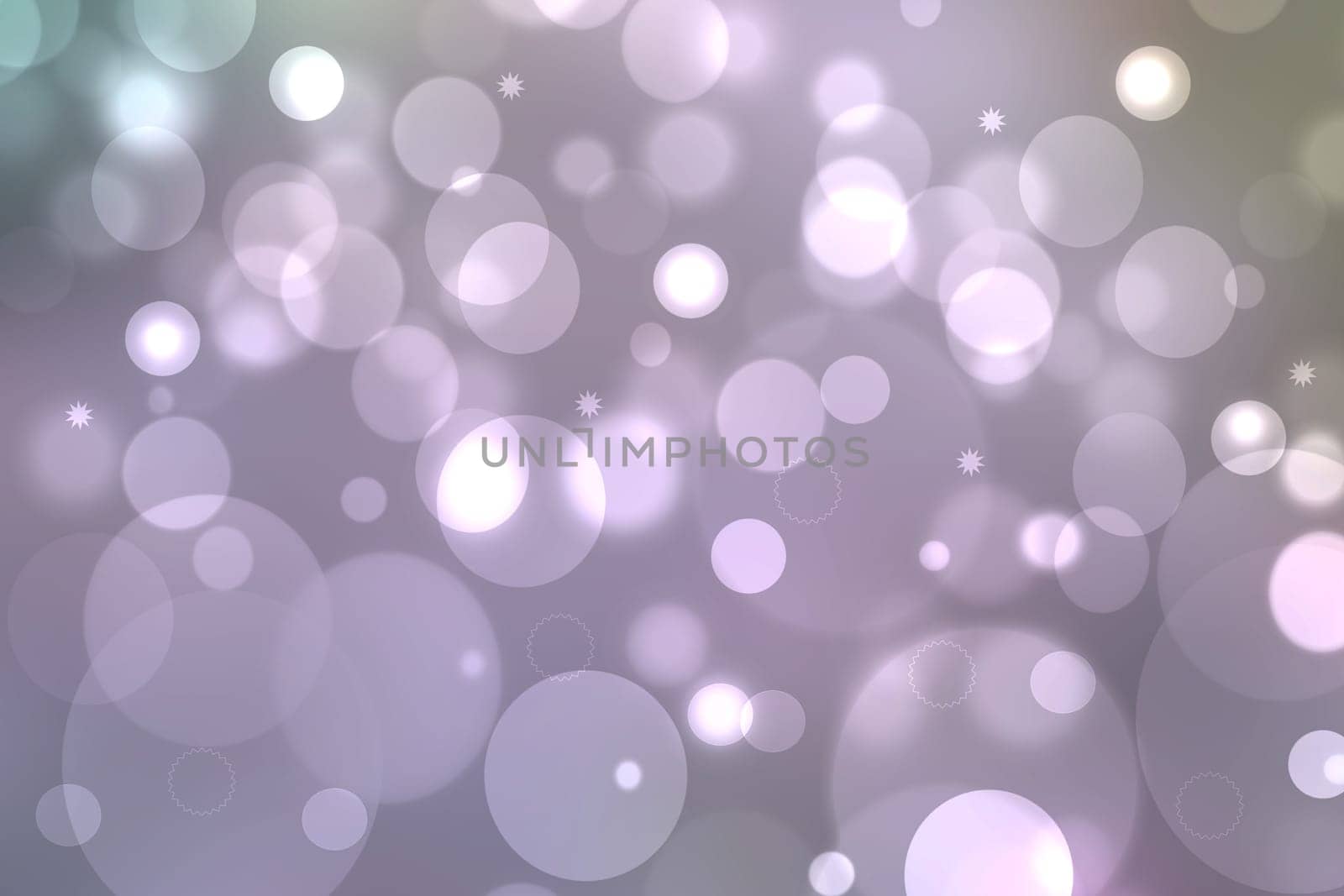 Abstract gradient of pink violet pastel light background texture with glowing circular bokeh lights and stars. Beautiful colorful spring or summer backdrop.