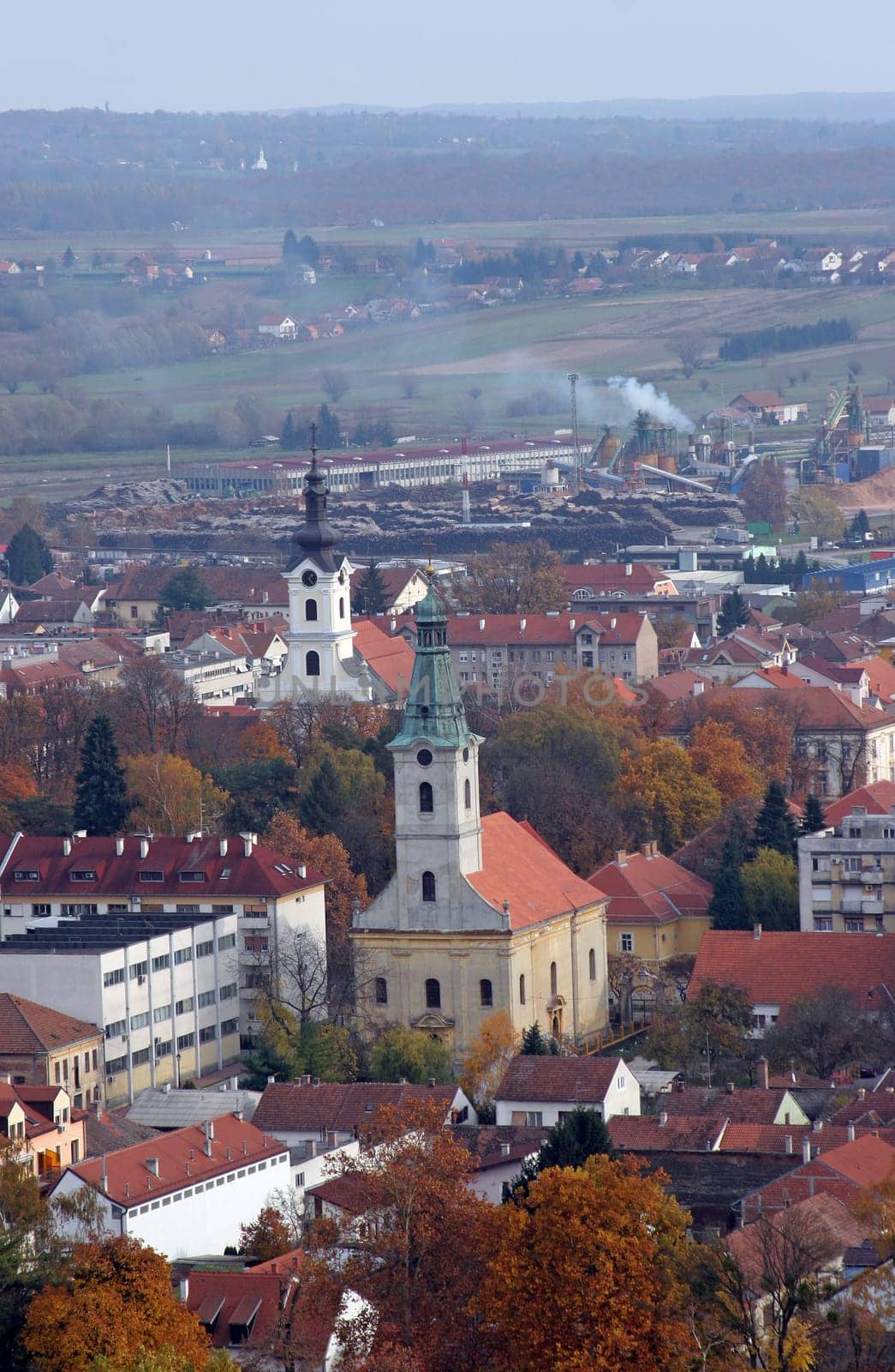 Holy Trinity Orthodox Church and St. Theresa of Avila Catholic Cathedral in Bjelovar, Croatia
