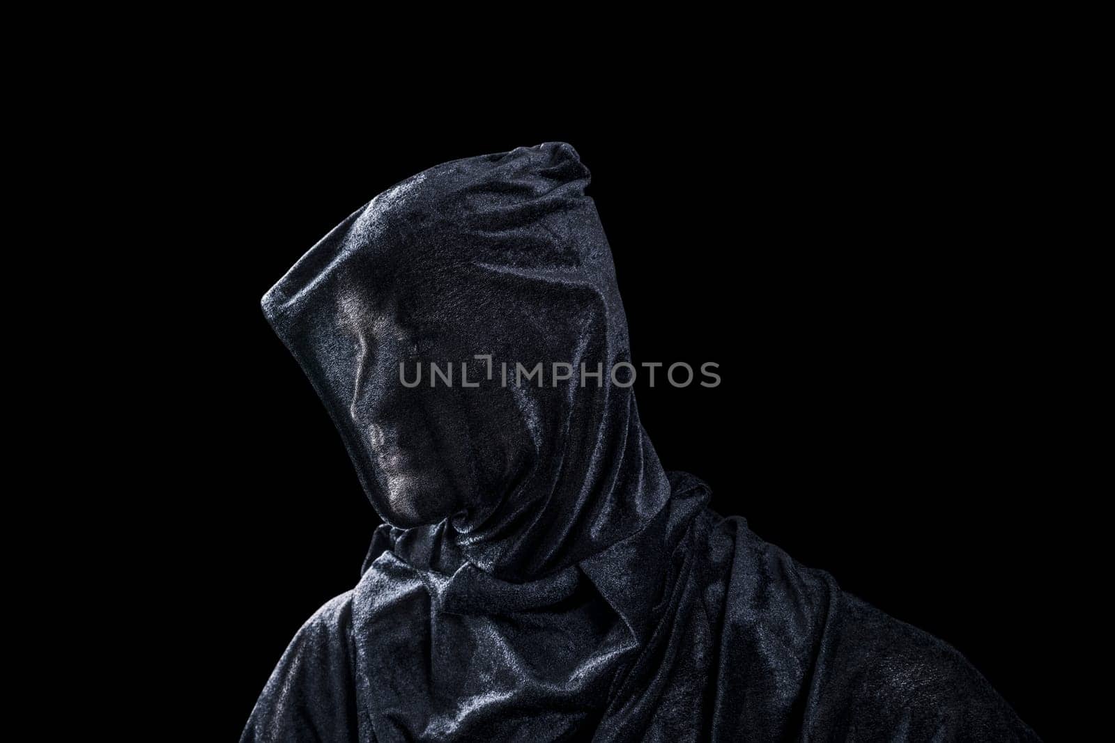 Creepy figure isolated on black with clipping path