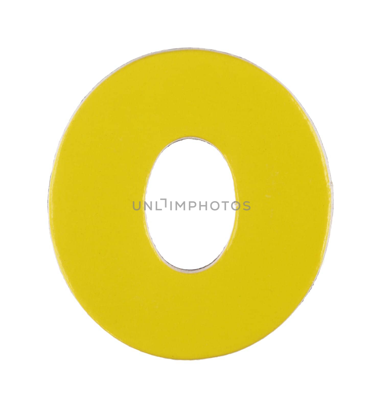 A lower case o magnetic letter on white with clipping path
