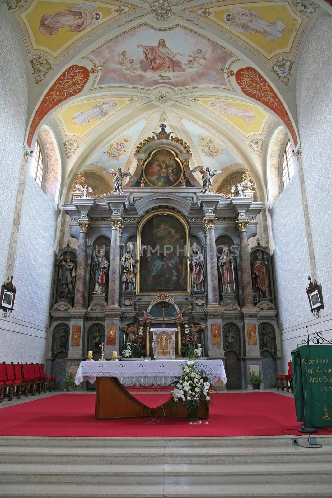 High altar in the Franciscan Church of St. Peter in Cernik, Croatia