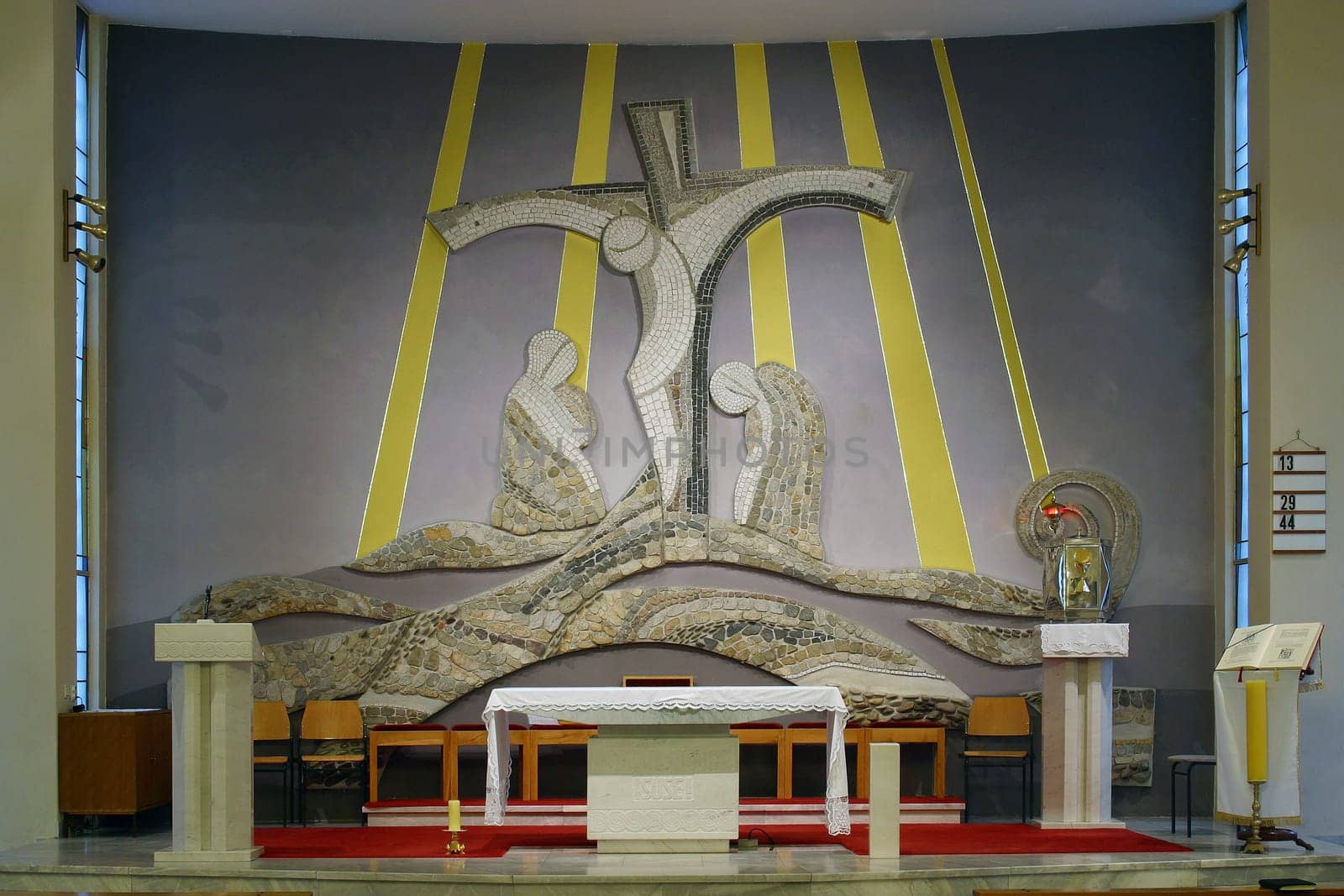 Main altar in the church of Our Lady of Sorrows in Spansko, Zagreb, Croatia