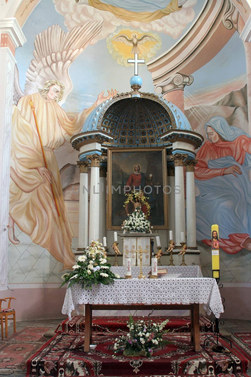 Main altar in the Church of Saint Barbara in Carevdar, Croatia